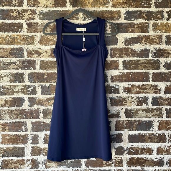 QINSEN Women's Square Neck Bodice Sleeveless Tank Top Stretch Flare Mini Dress - Picture 1 of 9